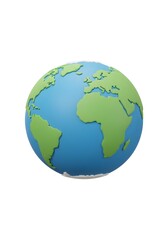 Fototapeta premium 3D Realistic Cartoon Planet Earth Icon Isolated on White for Earth Day or Environmental Concepts white background 