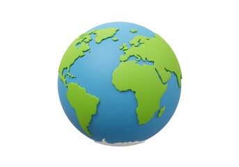 Naklejka premium 3D Realistic Cartoon Planet Earth Icon Isolated on White for Earth Day or Environmental Concepts white background 