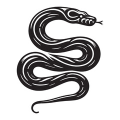 Fototapeta premium Swift Python silhouette, moving effortlessly across the jungle floor – Python illustration – Python vector – Snake silhouette