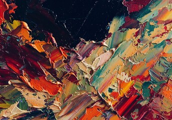 Fototapeta premium Abstract Oil Painting Warm Color Palette Impasto Texture. AI Generated