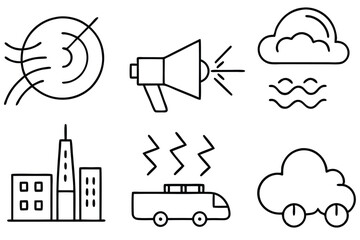 Noise Pollution Line Art Drawing Highlighting Effects of Excessive Noise  