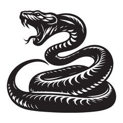 Sinister Python silhouette, lurking in the shadows of the wild – Python illustration – Python vector – Snake silhouette


