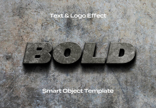 Concrete Texture Stone 3D Text Logo Style Effect Mockup Logotype Template Shape