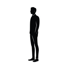 Man Standing Vector Silhouette Design.
