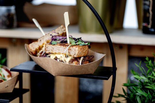 Gourmet Sandwich On Elegant Display Stand