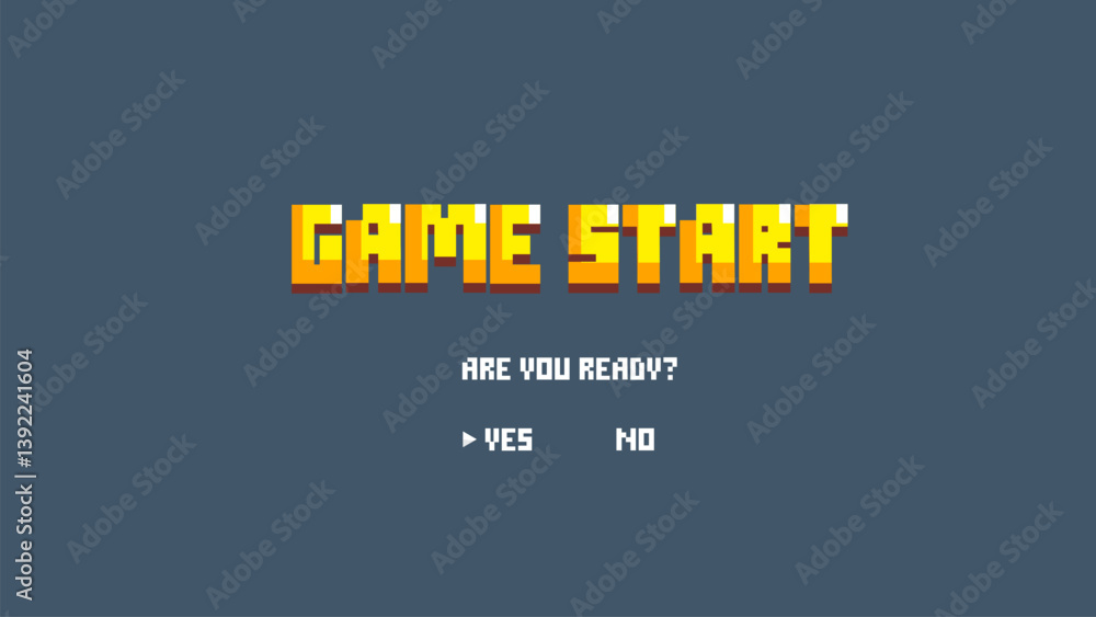 Fototapete game start.pixel art .8 bit game.retro game. for game assets in vector illustrations.retro futurism 