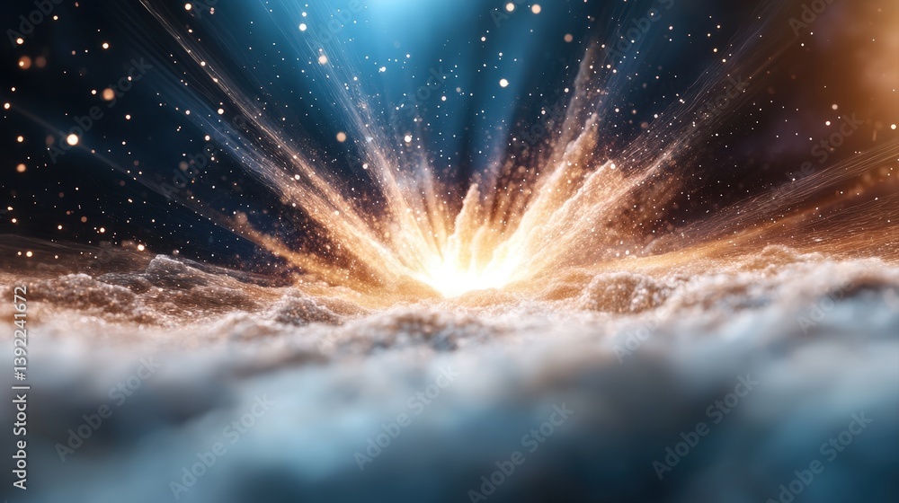 Aufkleber dynamic blue abstract background with radiating light and sparkles for creative projects