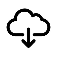 Cloud with Down Arrow Representing Cloud Download Icon Design