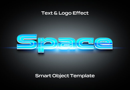 Space Cinematic Future Text Logo Style Effect Mockup Logotype Template Shape