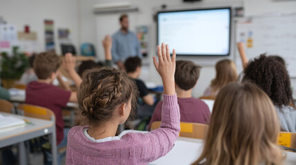 Engaged Students Asking Questions in Classroom