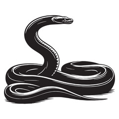 Massive Anaconda silhouette, a giant of the snake world – Anaconda illustration – Minimalist Anaconda vector – Snake silhouette


