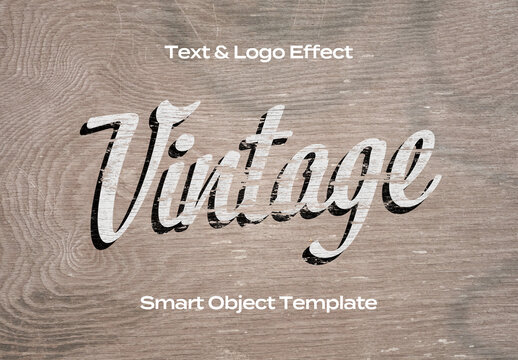 Vintage Retro Old Text Logo Style Effect Mockup Logotype Template Shape