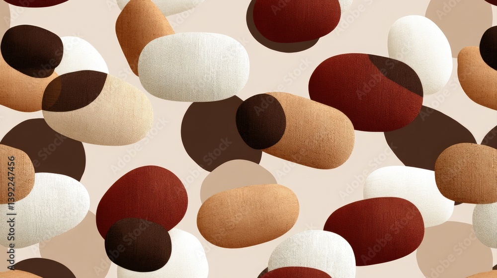 Aufkleber organic mocha hued shapes pattern with seamless design for modern textile and background use