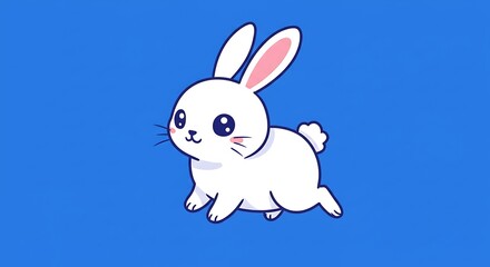 Obraz premium Bunny Hop Across The Blue AI Generated
