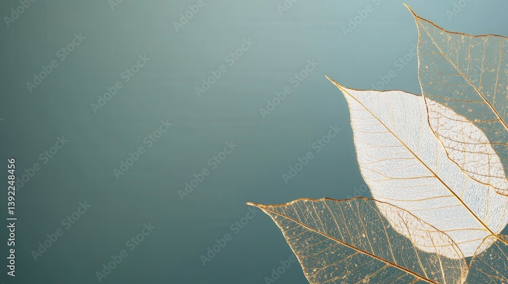 Poster serene minimalist abstract background with delicate leaves on soft color palette