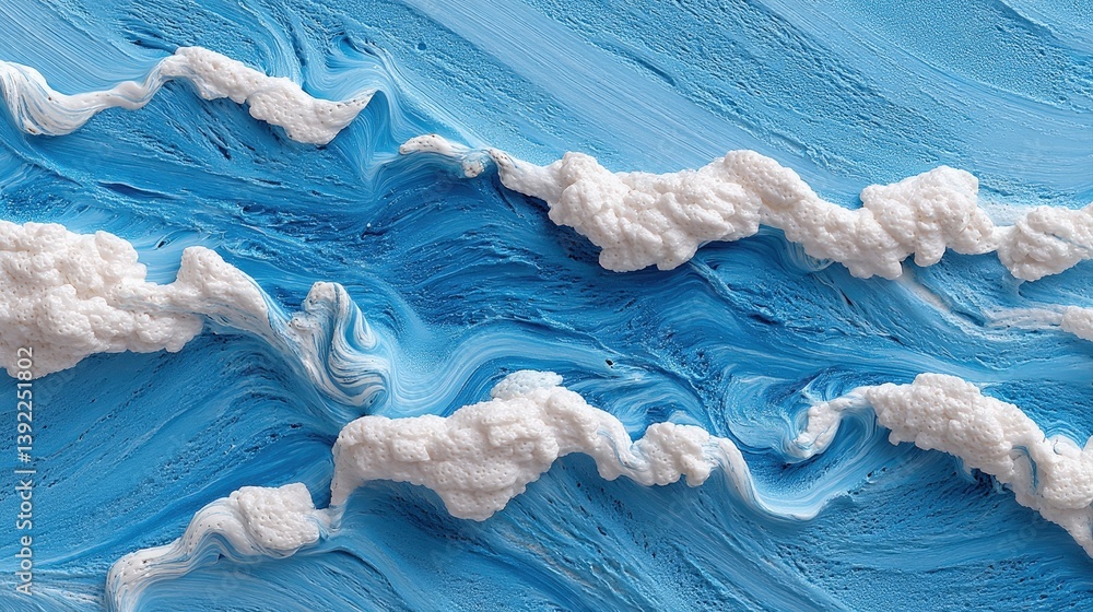 Poster vibrant azure backdrop with textured hues and cloud-like patterns in artistic design
