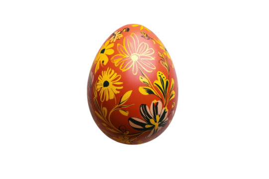 Red floral Easter egg a vibrant symbol of spring s renewal detailed handcrafted design on white isolated on transparent background