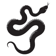 Cunning Rattlesnake silhouette, slithering quietly through the underbrush – Rattlesnake illustration – Minimalist Rattlesnake vector – Snake silhouette

