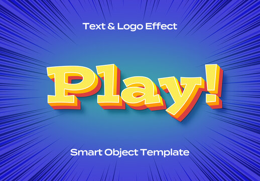 Game App Play Comics Text Logo Style Effect Mockup Logotype Template Shape
