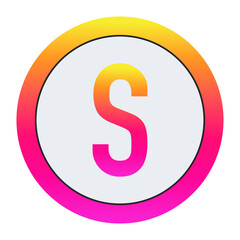 Vibrant Gradient Capital letter S Icon - Minimalist Design with Yellow-Pink Gradient Ring and Bold Central Letter A on Light Background for Creative Projects