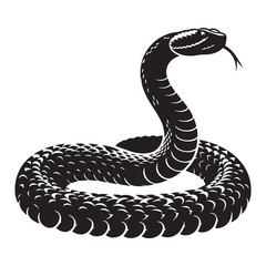 Lethal Rattlesnake silhouette, striking with venomous precision – Rattlesnake illustration – Minimalist Rattlesnake vector – Snake silhouette

