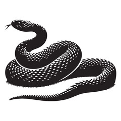 Deadly Rattlesnake silhouette, a symbol of danger and warning – Rattlesnake illustration – Minimalist Rattlesnake vector – Snake silhouette

