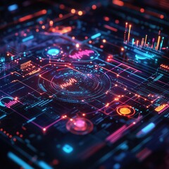 Fototapeta premium Digital marketing Futuristic Data Analytics AI Visualization , Business Intelligence Dashboard, Stock Market Financial Growth Data ,