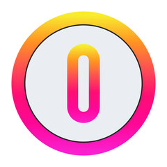 Vibrant Number 0 Icon - Minimalist Design with Yellow-Pink Gradient Ring and Bold Central Letter A on Light Background for Creative Projects