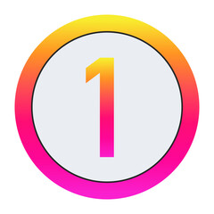 Vibrant Number 1 Icon - Minimalist Design with Yellow-Pink Gradient Ring and Bold Central Letter A on Light Background for Creative Projects