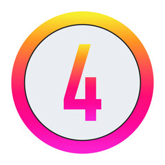 Fototapeta premium Vibrant Number 4 Icon - Minimalist Design with Yellow-Pink Gradient Ring and Bold Central Letter A on Light Background for Creative Projects
