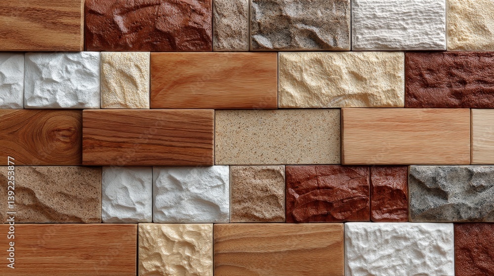 Poster warm earthy backdrop of squared blocks in varied textures and colors for design projects