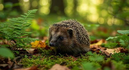 Forest Floor Encounter: A Hedgehog's Journey AI Generated