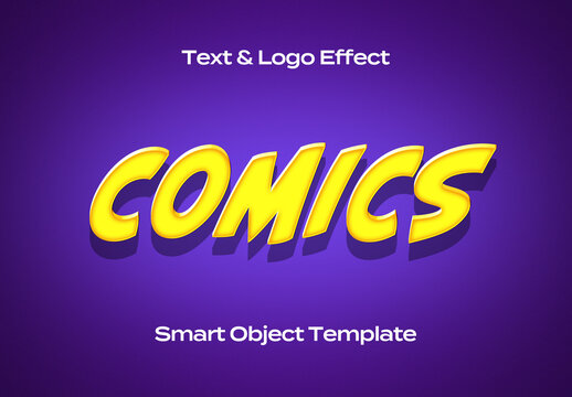 Comics Cartoons Kids Text Logo Style Effect Mockup Logotype Template Shape