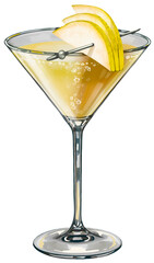 Pear Martini Cocktail Illustration