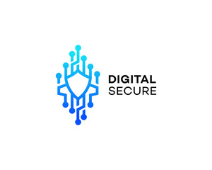 Digital Secure Shield Cyber Protection Network Technology Logo