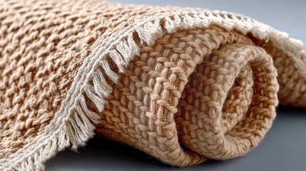 Obraz premium Delicate Embrace of Nature's Textiles in a Cozy Woven Blanket Close Up