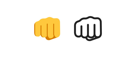 Fist Bump Emoji Icon - Color and Outline Style
