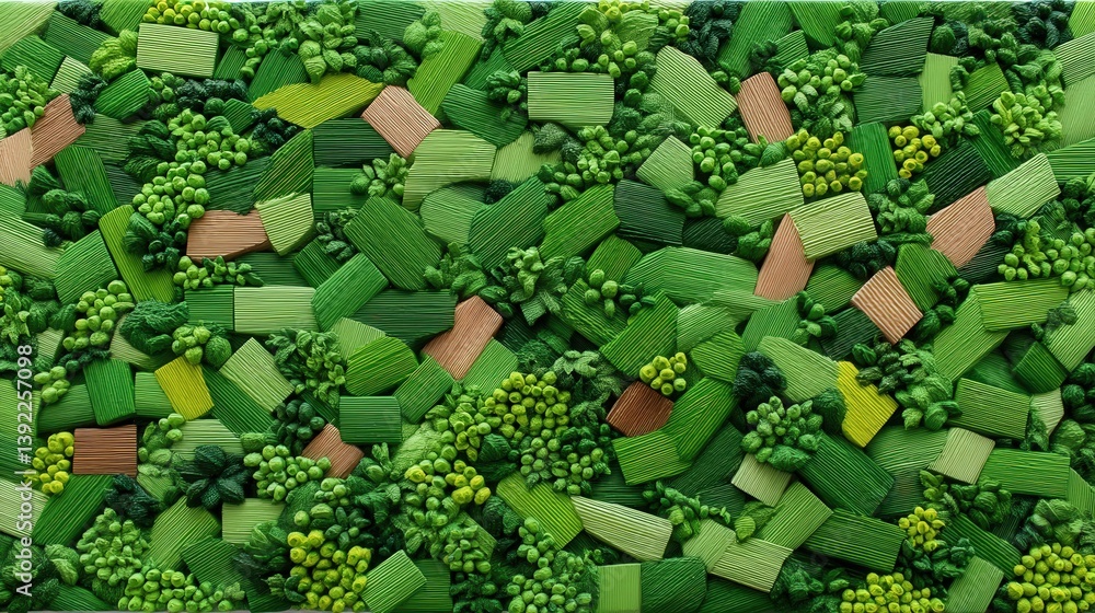 Poster dynamic canvas of vibrant green layers and textures in abstract nature-inspired design