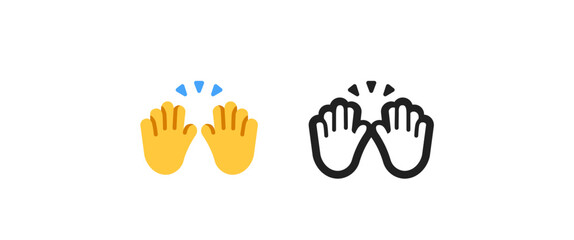 High Five Emoji Icon - Celebrating Hands in Color and Outline
