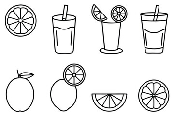 Orange Juice Line Art Illustration Detailed Sketch for Graphic Design  