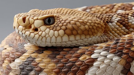 Obraz premium Mesmerizing Mosaic of Brown and Beige Scales on Serpent Head with Detailed Texture