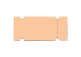 Blank vintage ticket isolated on white background. Ideal for events, cinema, raffle, entry passes or retro design projects. Easy to customize