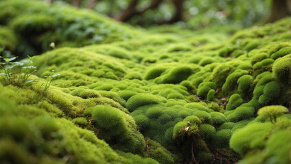 Lush Vibrant Green Moss Creating a Soft and Natural Ground Cover
