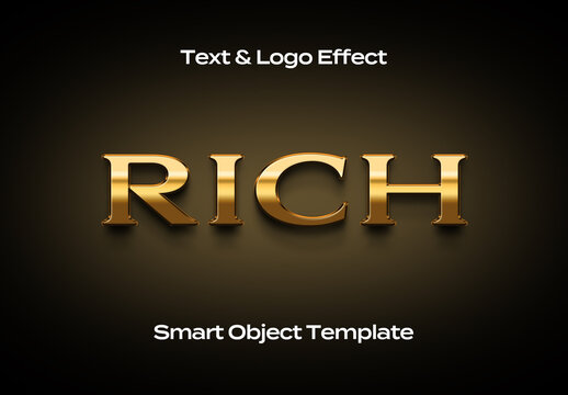 Rich Gold Black Text Logo Style Effect Mockup Logotype Template Shape