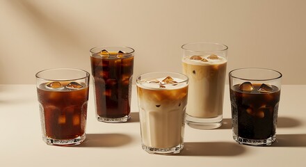 Iced Coffee Variations: A Still Life AI Generated