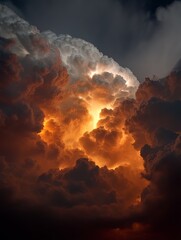 Naklejka premium Rolling thunder and sheet lightning illuminate the chaotic scene of a raging thunderstorm - seamless background texture