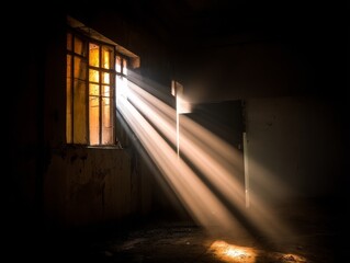 Sunbeams streaming through a window, illuminating dust motes in the air - seamless design abstract