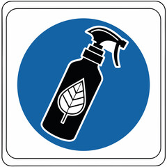 Reusable Water Bottle with Leaf Symbol in Blue Circle Design