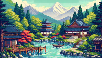 japanese temple in the mountains