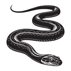 Obraz premium Quick Garter Snake silhouette, darting across the ground with speed – Garter Snake illustration – Minimalist Garter Snake vector – Snake silhouette